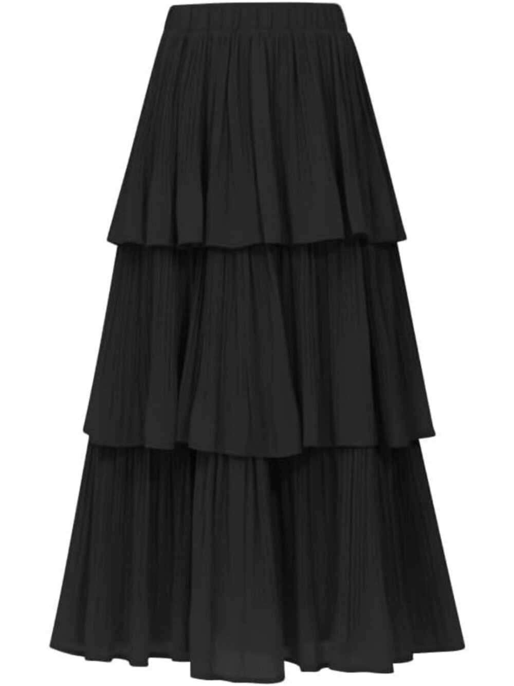 Boho Chiffon Tiered Ruffle Maxi Skirt | High Waist A-Line Flared Midi Skirt